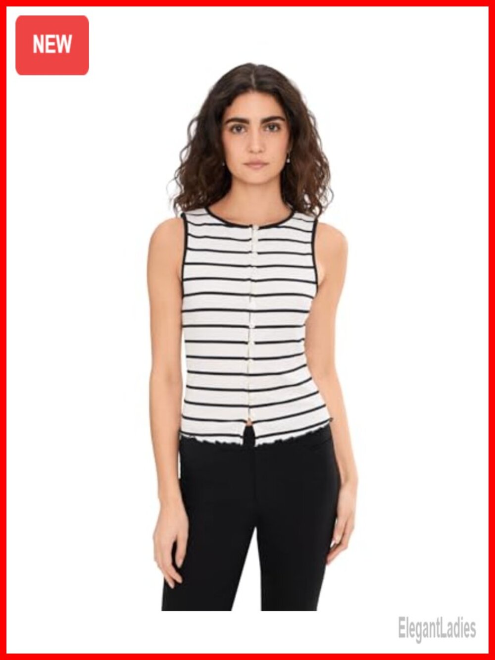 Oversized Striped Cotton Tank Top Boxy Relaxed Summer Casual Top